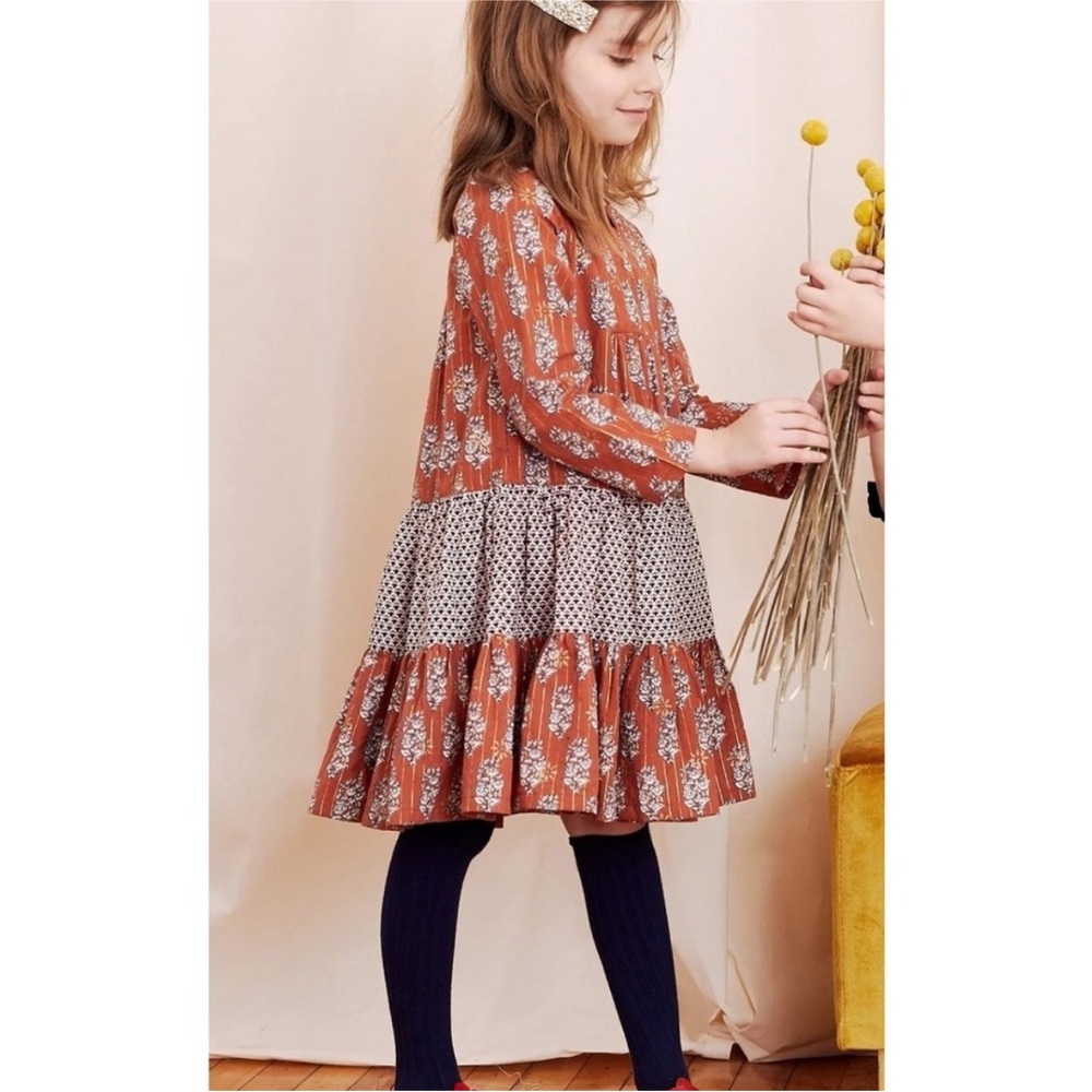 Pink Chicken Floral Tiered Long Sleeve Dress